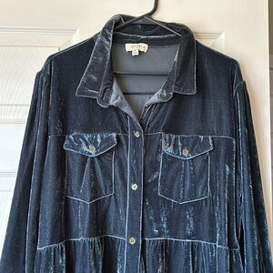 Umgee+ Velvet Blue/slate gray Dress, size 1XL